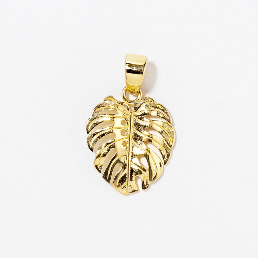 Monstera Leaf Pendant in 10K Yellow Gold