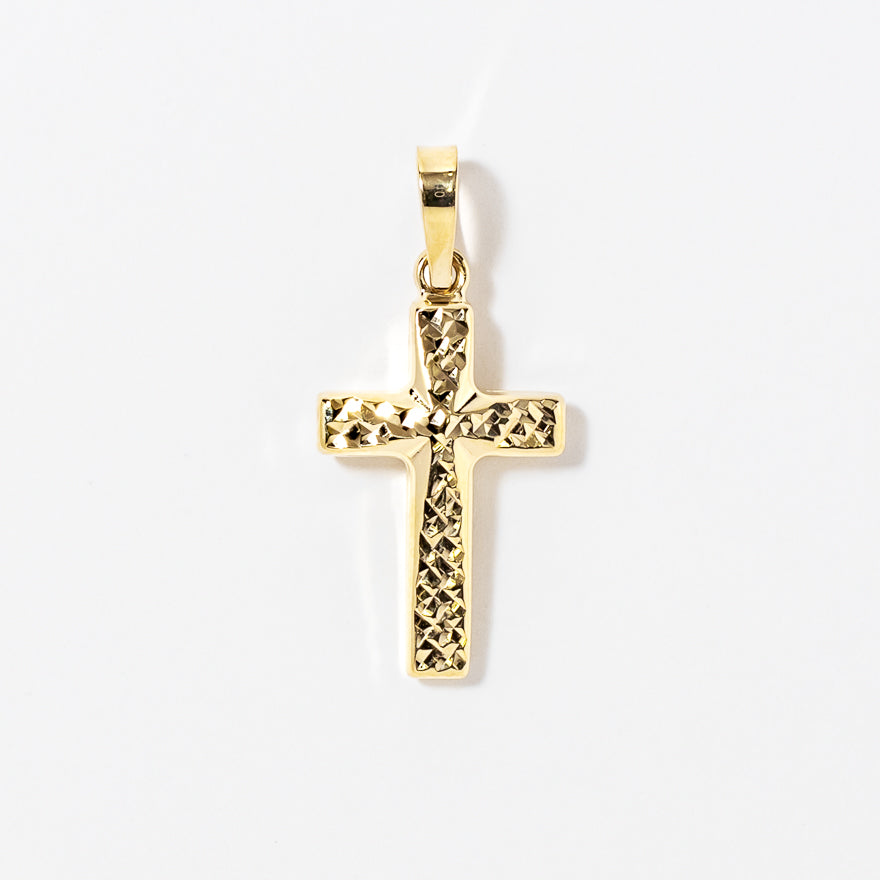 Diamond Cut Cross Pendant in 10K Yellow Gold