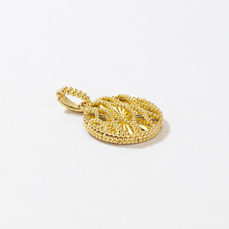 Diamond Cut Sunray Wave Pendant in 10K Yellow Gold