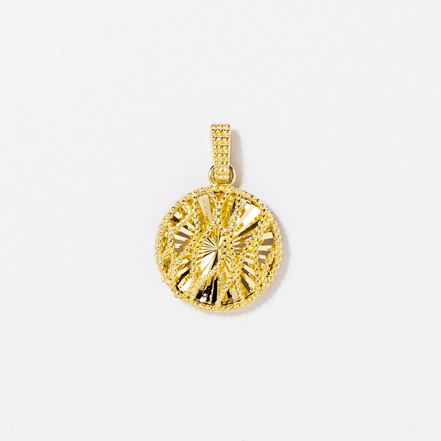 Diamond Cut Sunray Wave Pendant in 10K Yellow Gold