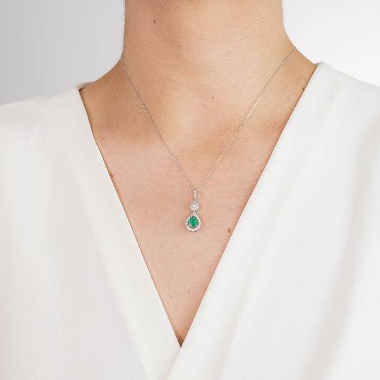 Emerald Necklace in 10K White Gold