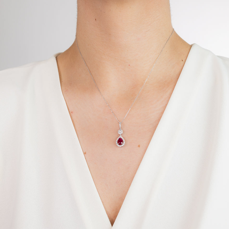 Ruby Necklace in 10K White Gold