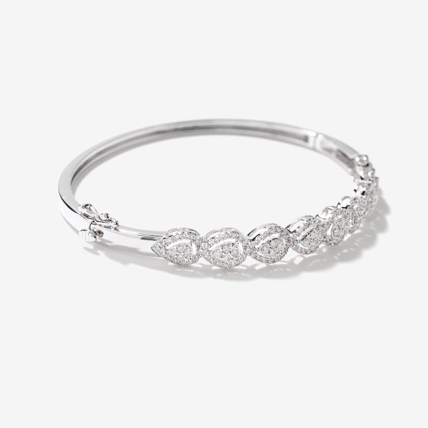 Hinged Diamond Bangle in 10K White Gold (1.00 ct tw)