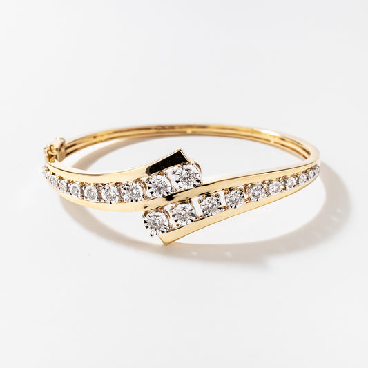 Diamond Bangle in 10K Yellow and White Gold (1.25 ct tw)