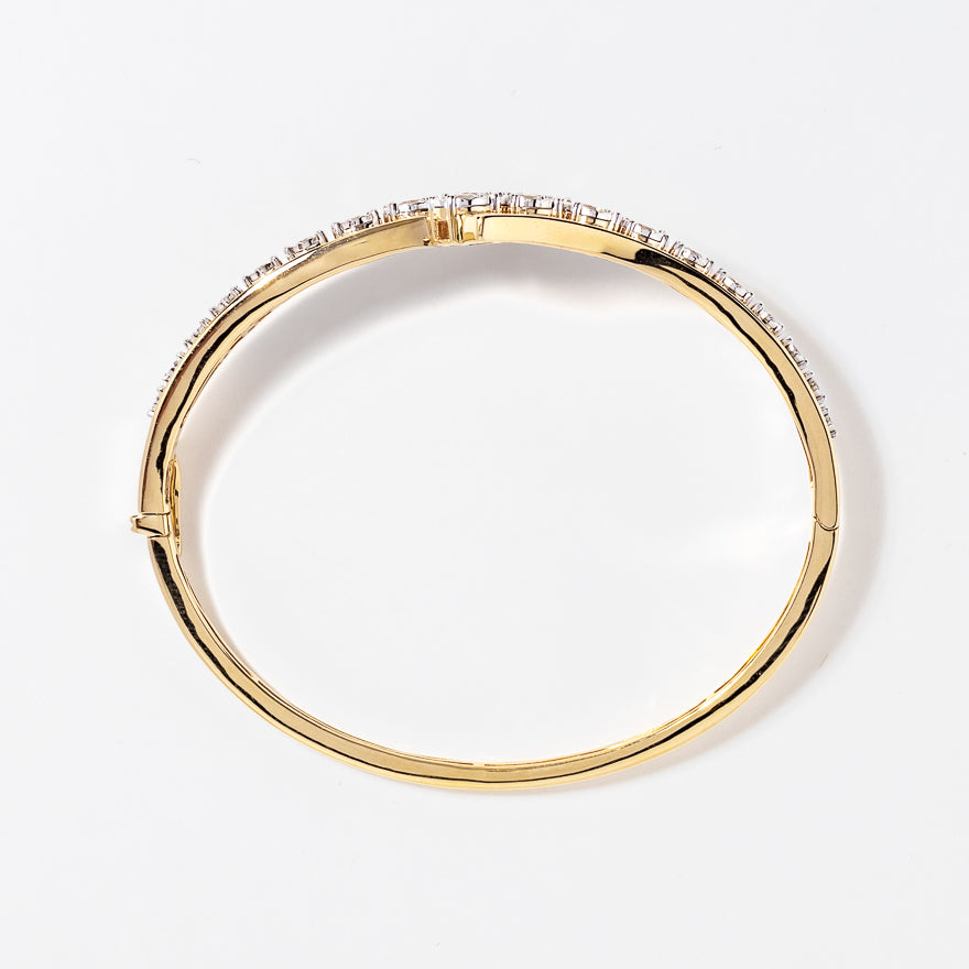 Diamond Bangle in 10K Yellow and White Gold (1.25 ct tw)