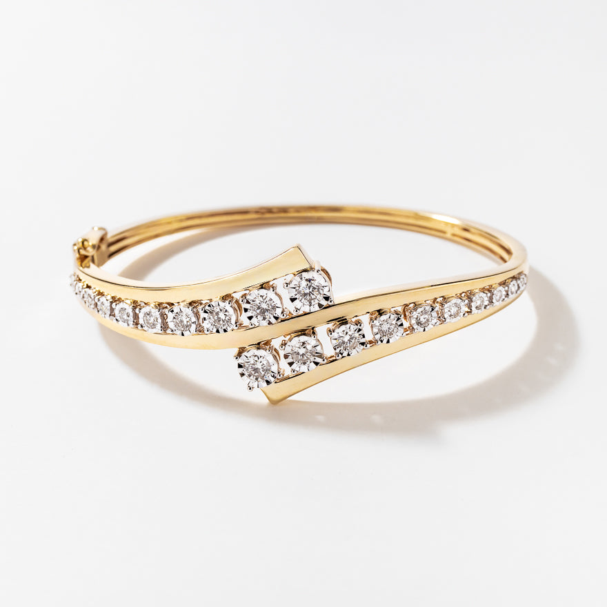 Diamond Bangle in 10K Yellow and White Gold (1.25 ct tw)