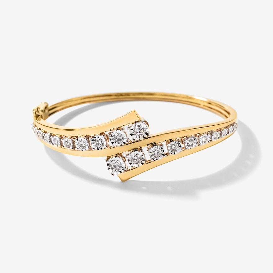 Diamond Bangle in 10K Yellow and White Gold (1.25 ct tw)