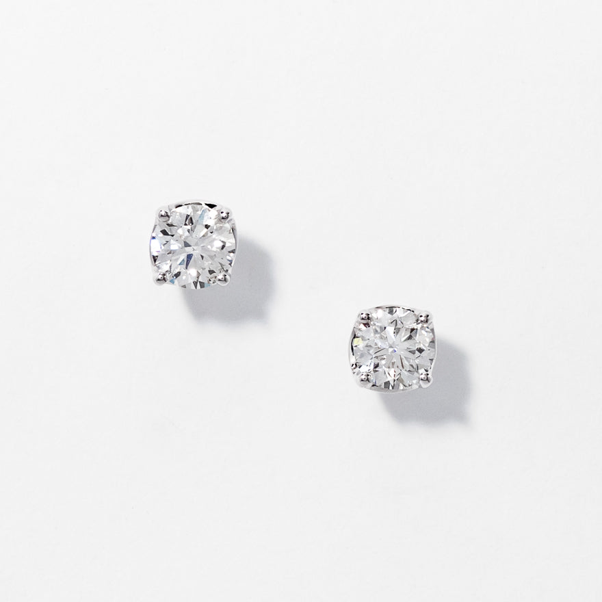 Diamond Stud Earrings in 14K White Gold (0.90 ct tw)