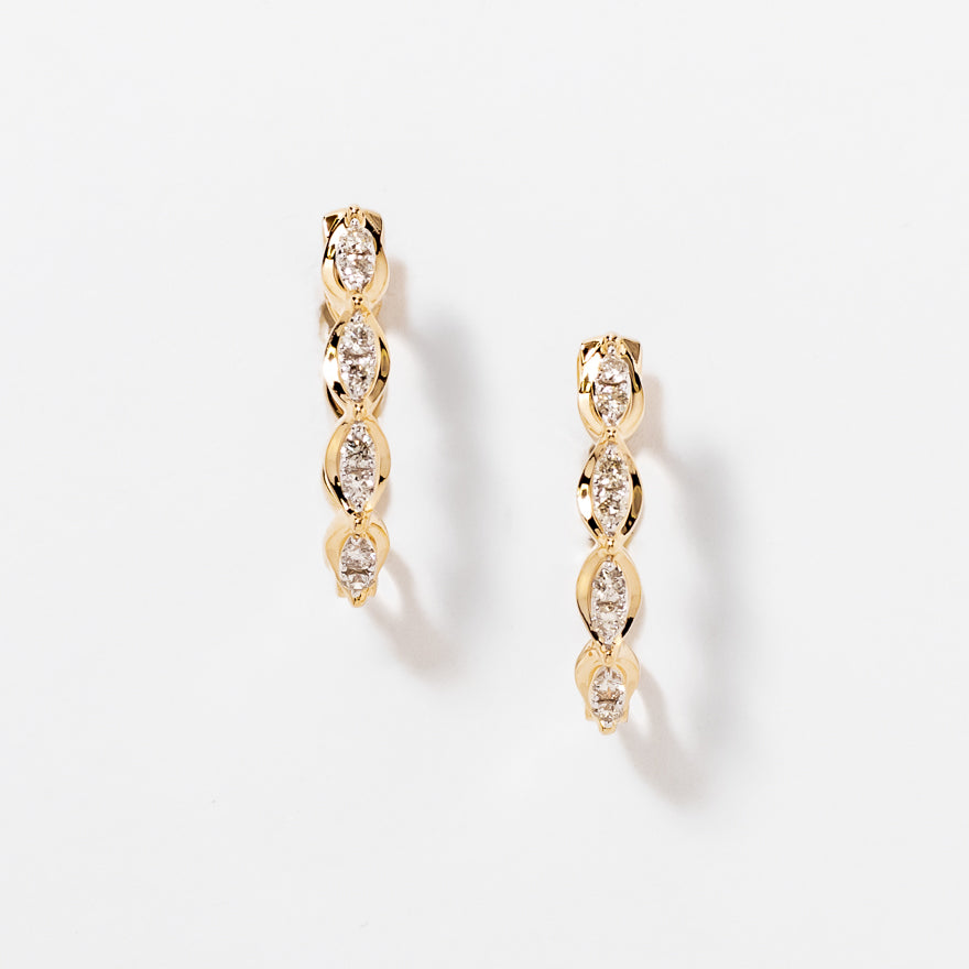 Diamond Hoop Earrings in 10K Yellow Gold (0.25 ct tw)