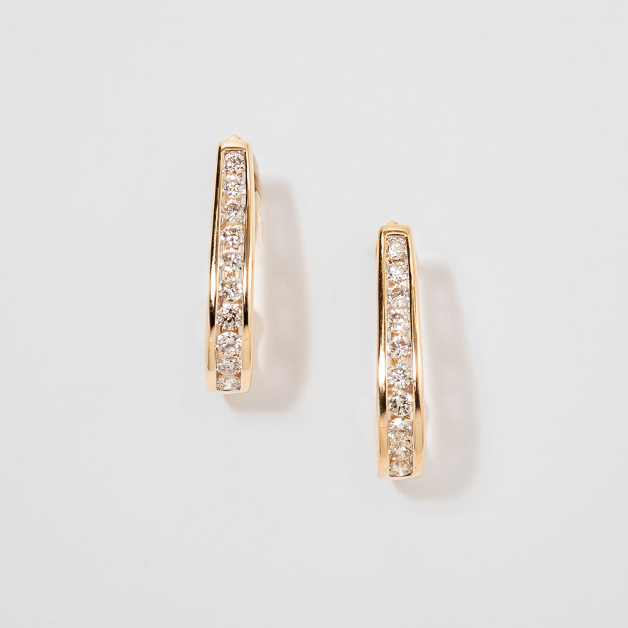 Channel Set J Hoop Diamond Earrings in 10K Yellow Gold (0.75 ct tw)