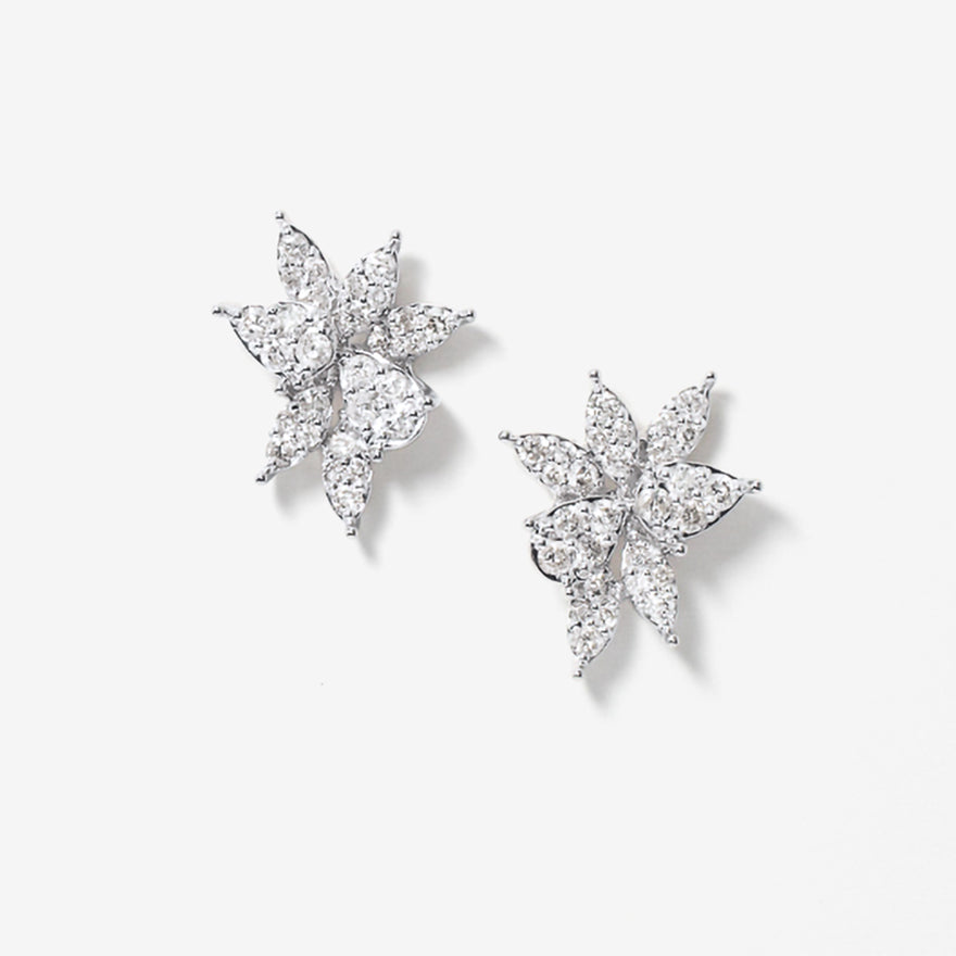 Diamond Cluster Earrings in 10K White Gold (1.43 ct tw)