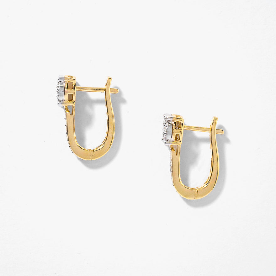 Diamond Hook Earrings in 10K Yellow and White Gold (0.33 ct tw)