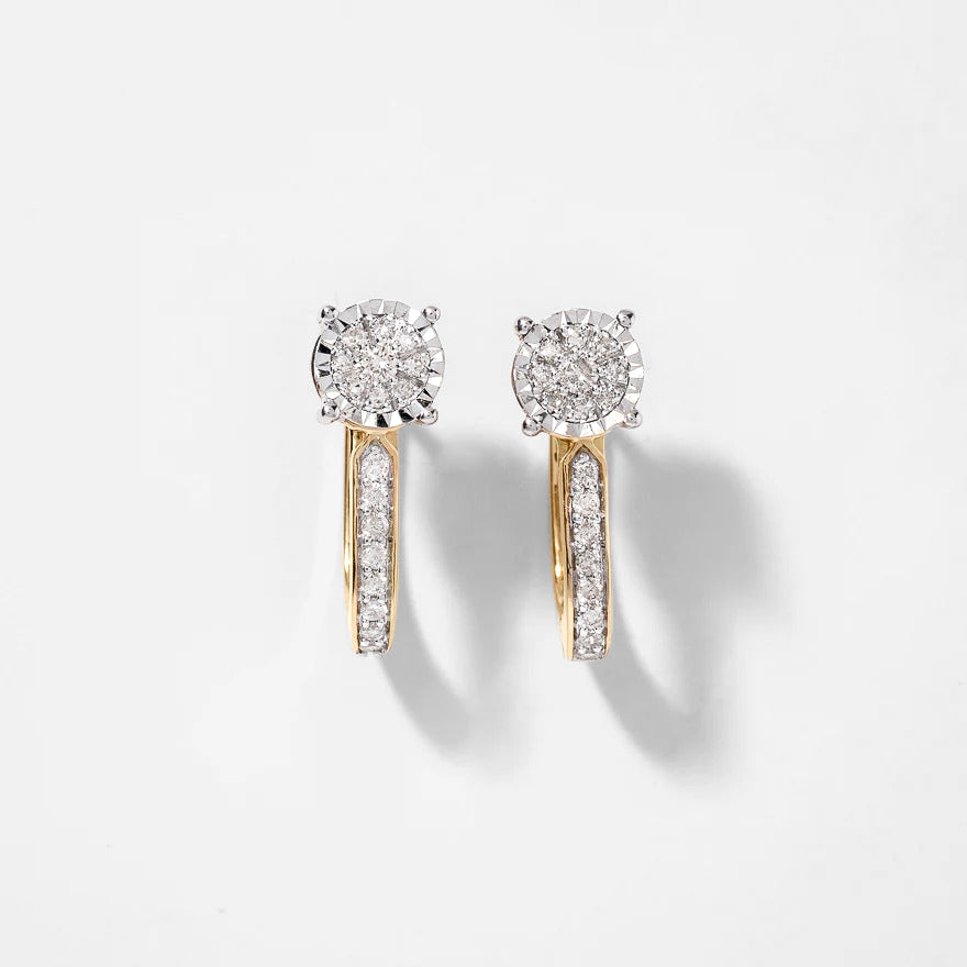 Diamond Hook Earrings in 10K Yellow and White Gold (0.33 ct tw)