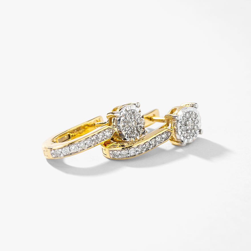 Diamond Hook Earrings in 10K Yellow and White Gold (0.33 ct tw)