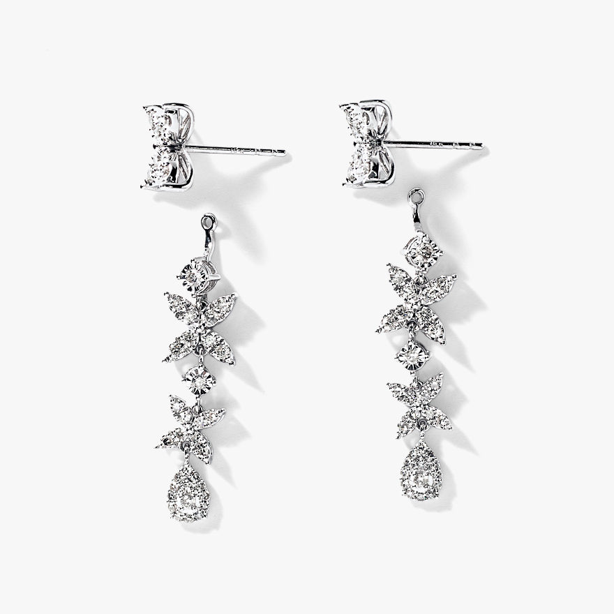 Multi-Look Diamond Cluster Earrings in 10K White Gold (1.00 ct tw)