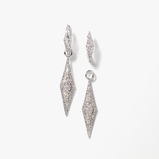 Multi-Look Diamond Cluster Dangle Earrings in 10K White Gold (1.00 ct tw)