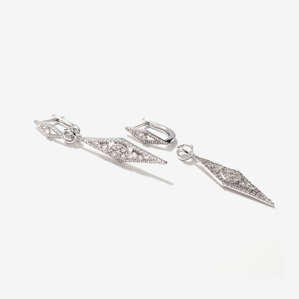 Multi-Look Diamond Cluster Dangle Earrings in 10K White Gold (1.00 ct tw)