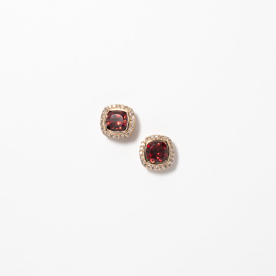 Vintage 14K Yellow Gold Point Cut Garnet Earrings | Purple Creek