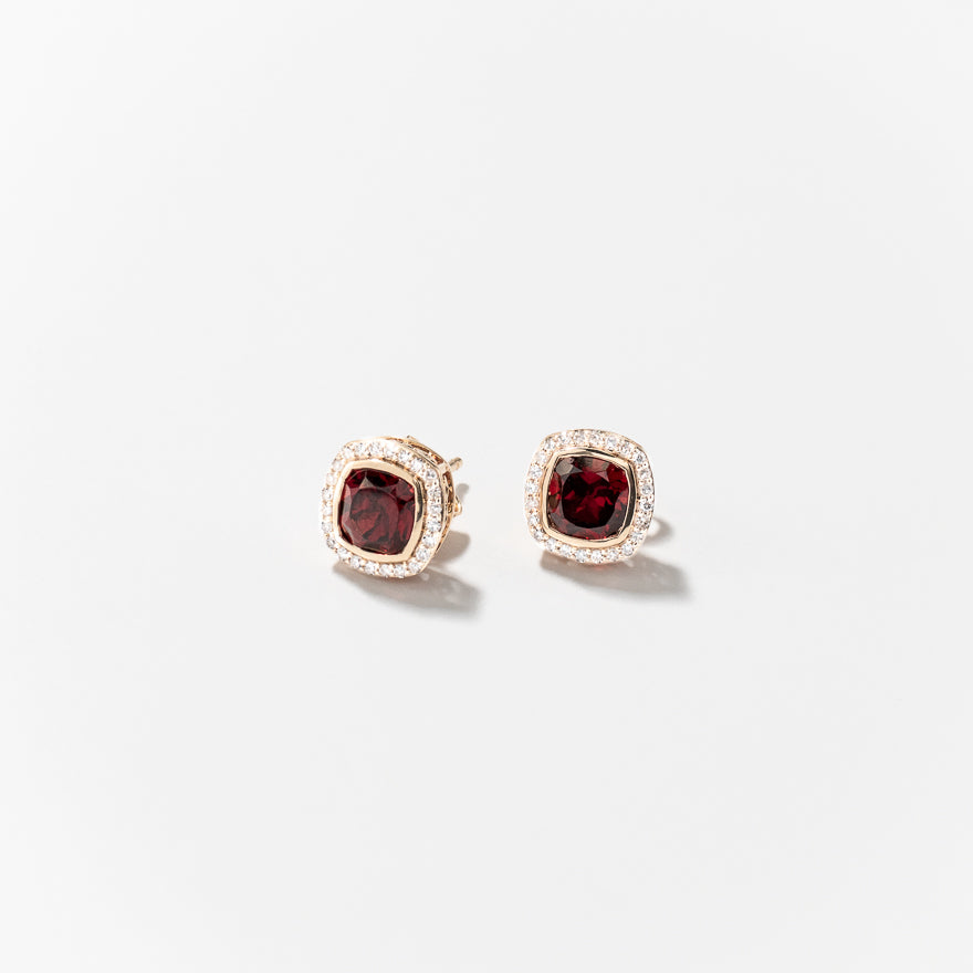 Oval Rhodolite Garnet Earrings