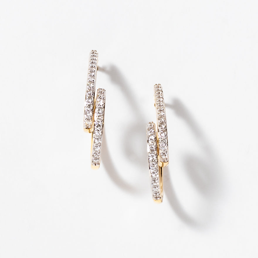 Diamond Hook Earrings in 10K Yellow Gold (0.50 ct tw)