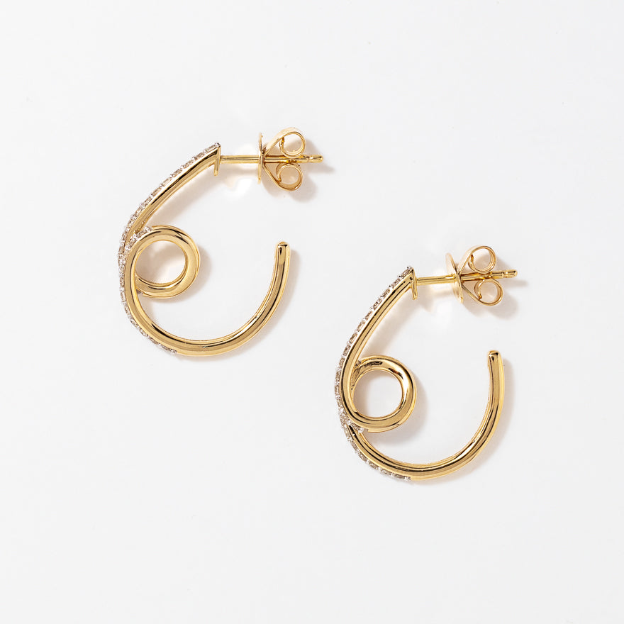 Diamond Hook Earrings in 10K Yellow Gold (0.50 ct tw)