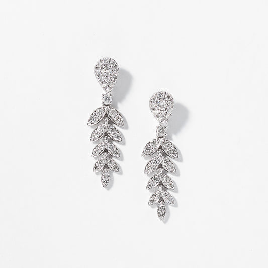 Diamond Cluster Earrings in 10K White Gold (1.00 ct tw)