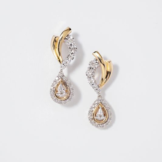 Diamond Cluster Dangle Earrings in 10K Yellow and White Gold (0.33 ct tw)