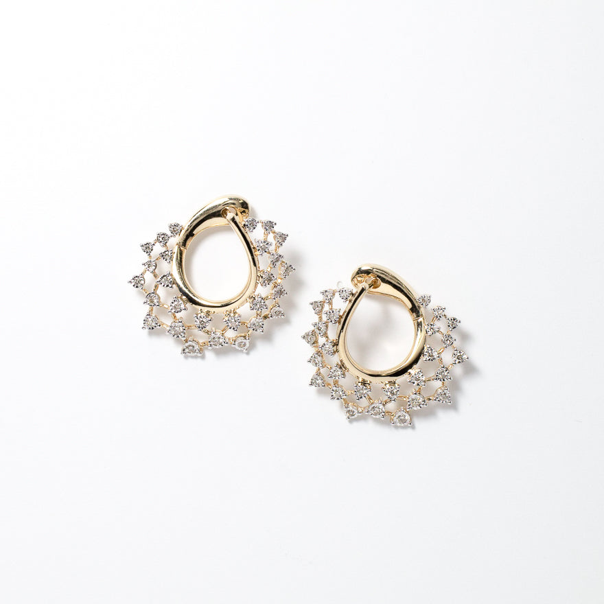 Diamond Hoop Earrings in 10K Yellow Gold (0.50 ct tw)