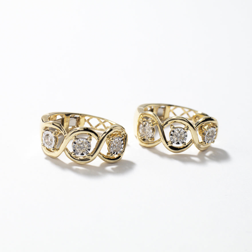 Diamond Hoop Earrings in 10K Yellow and White Gold (0.50 ct tw)