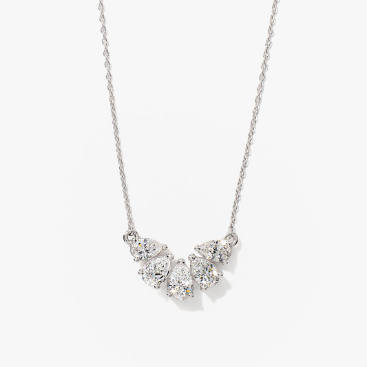 Lab Grown Diamond Cluster Necklace in 10K White Gold (1.00 ct tw)