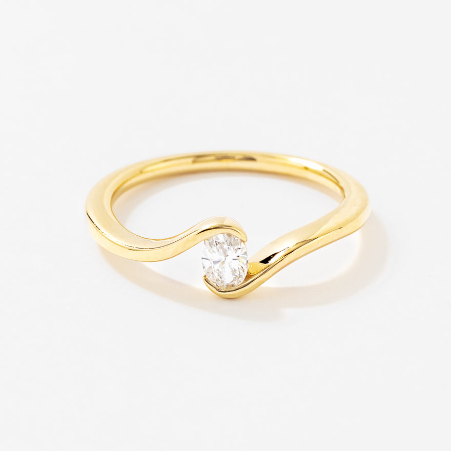 Lab Grown Oval Diamond Swirl Promise Ring in 10K Yellow Gold (0.20 ct tw)