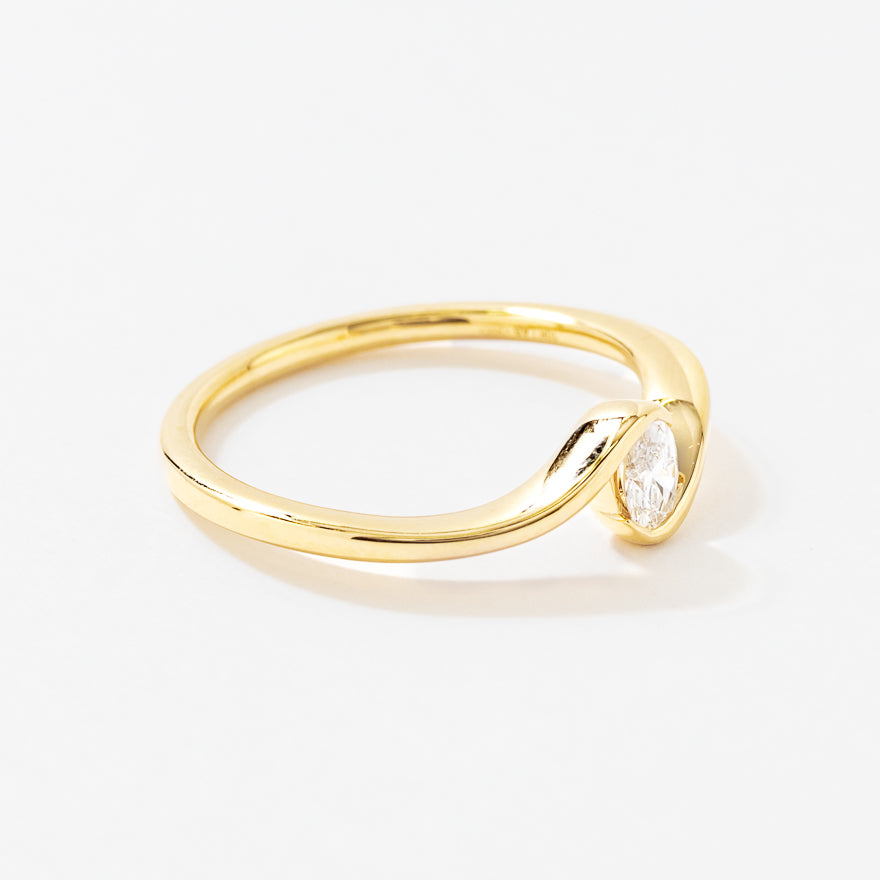 Lab Grown Oval Diamond Swirl Promise Ring in 10K Yellow Gold (0.20 ct tw)