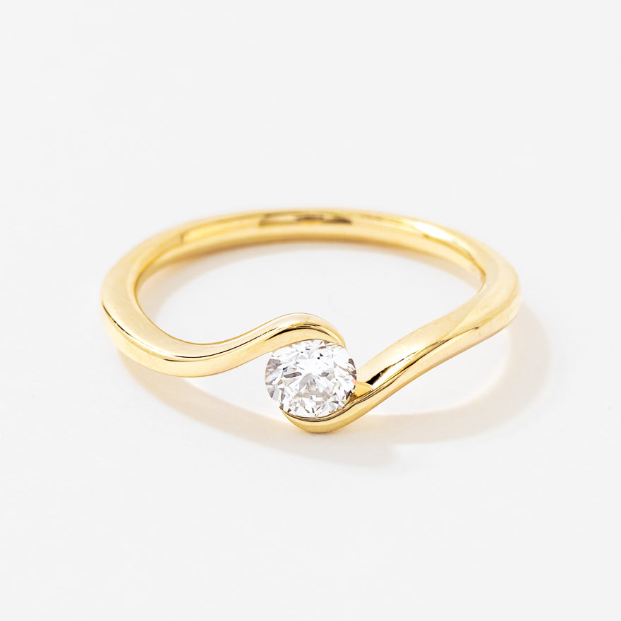 Lab Grown Round Diamond Swirl Promise Ring in 10K Yellow Gold (0.30 ct tw)