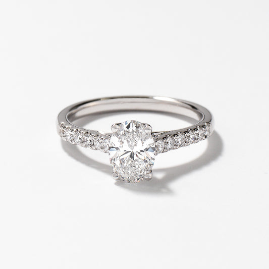Lab Grown Oval Cut Diamond Engagement Ring in 14K White Gold (1.25 ct tw)