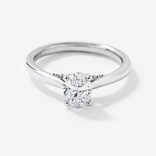 Lab Grown Oval Cut Diamond Engagement Ring in 14K White Gold (0.82 ct tw)