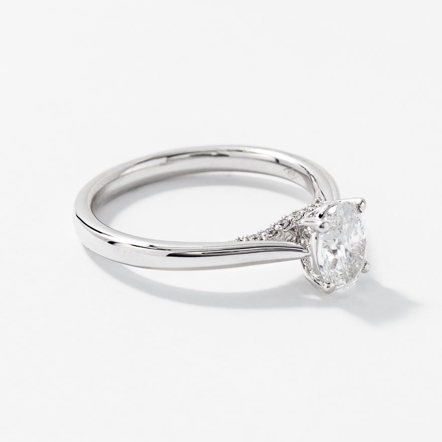 Lab Grown Oval Cut Diamond Engagement Ring in 14K White Gold (0.82 ct tw)