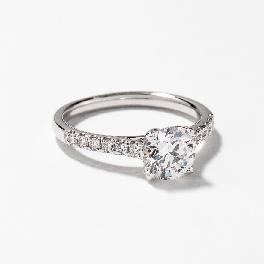 Lab Grown Round Cut Diamond Engagement Ring in 14K White Gold (1.25 ct tw)