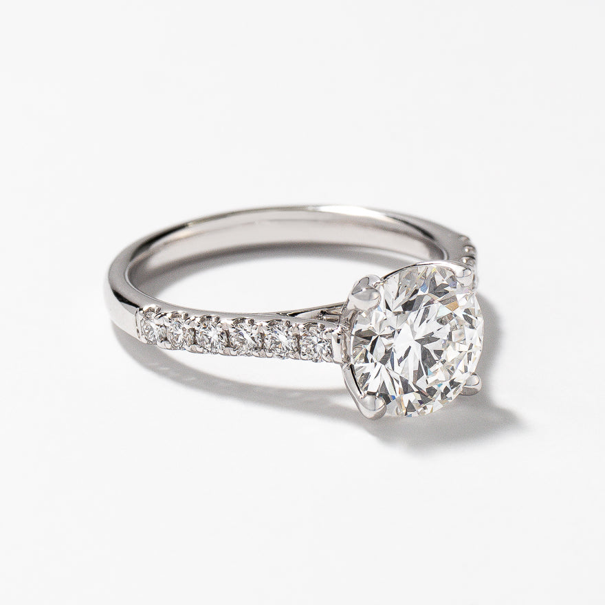 Pave solitaire hot sale engagement ring