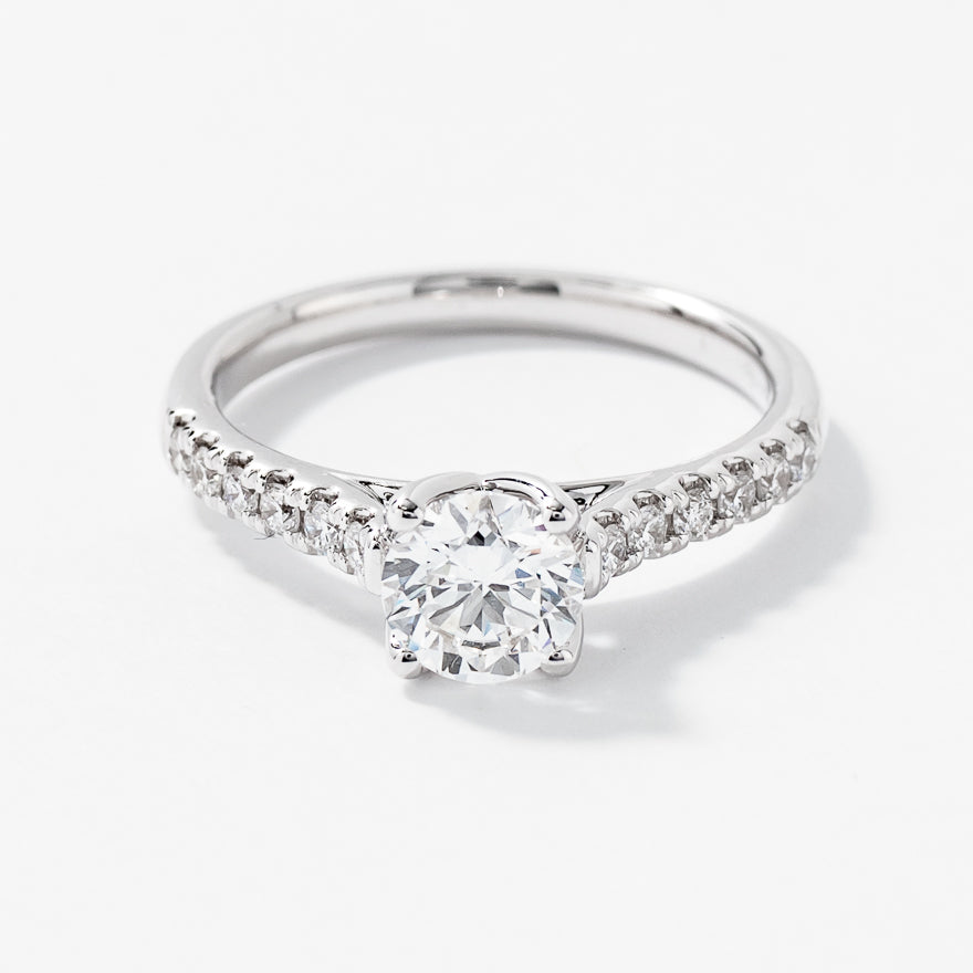 Lab Grown Round Cut Diamond Engagement Ring in 14K White Gold (1.00ct tw)