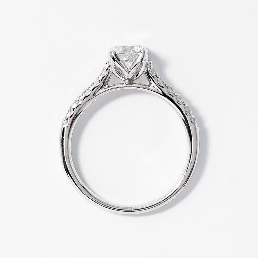 Lab Grown Round Cut Diamond Engagement Ring in 14K White Gold (1.00ct tw)