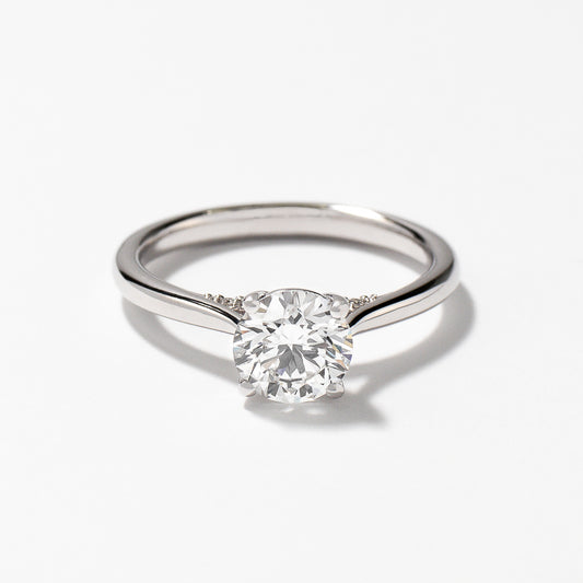 Lab Grown Round Cut Diamond Engagement Ring in 14K White Gold (1.07 ct tw)