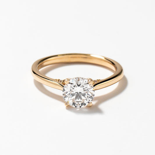 Lab Grown Round Cut Diamond Engagement Ring in 14K Yellow Gold (1.07 ct tw)