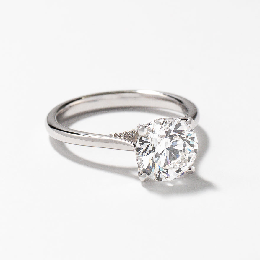 Lab Grown Round Cut Diamond Engagement Ring in 14K White Gold (2.07 ct tw)