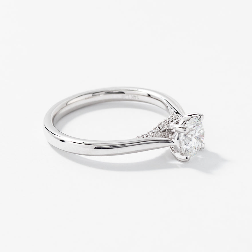 Lab Grown Round Cut Diamond Engagement Ring in 14K White Gold (0.82 ct tw)