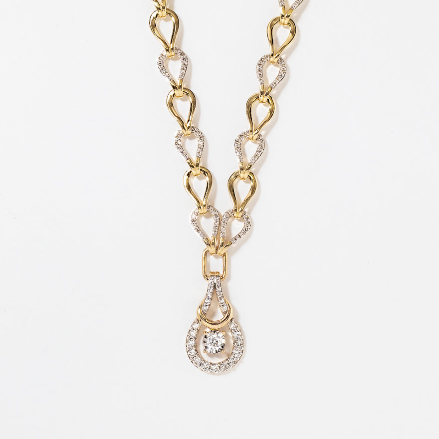 Diamond Drop Necklace in 10K Yellow Gold (1.40 ct tw)