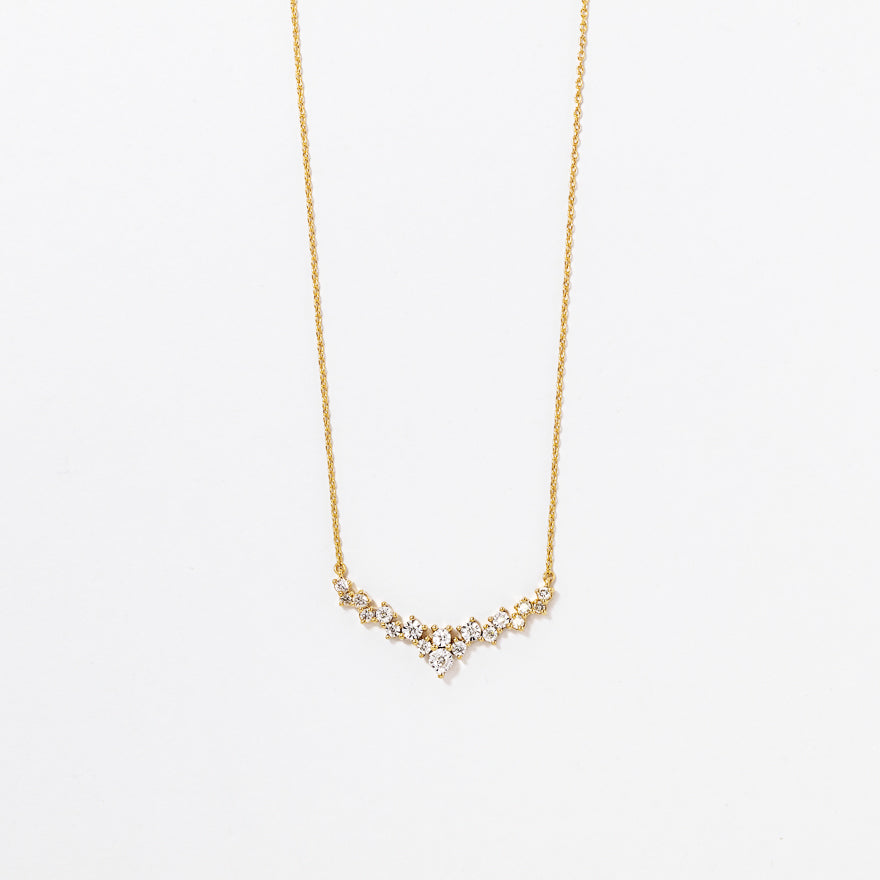 Diamond Cluster Necklace in 10K Yellow and White Gold (0.20 ct tw)