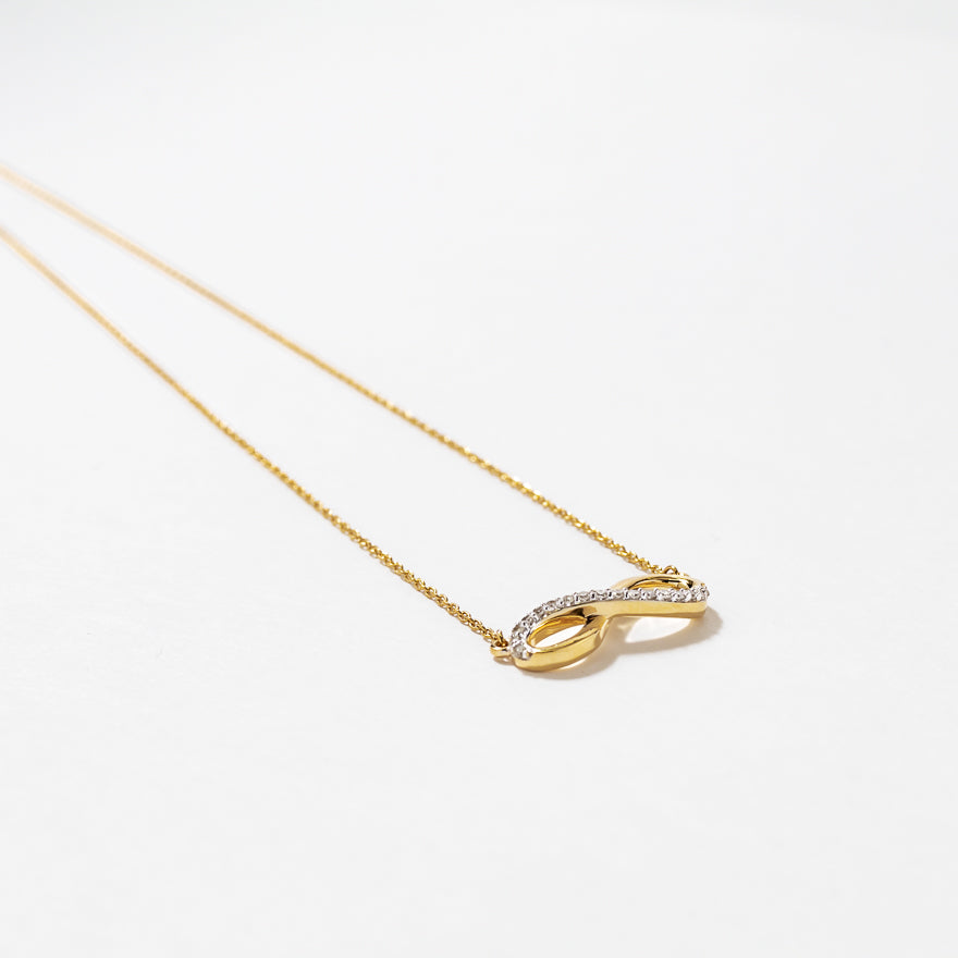 Diamond Infinity Necklace in 10K Yellow Gold (0.08 ct tw)