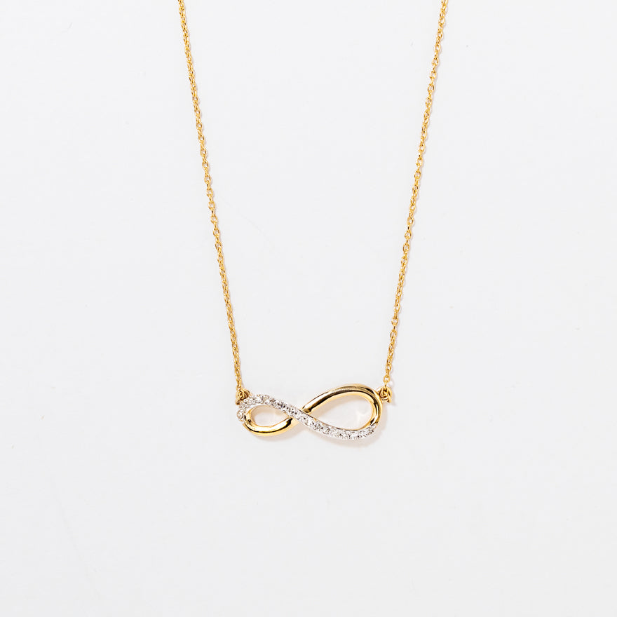 Diamond Infinity Necklace in 10K Yellow Gold (0.08 ct tw)