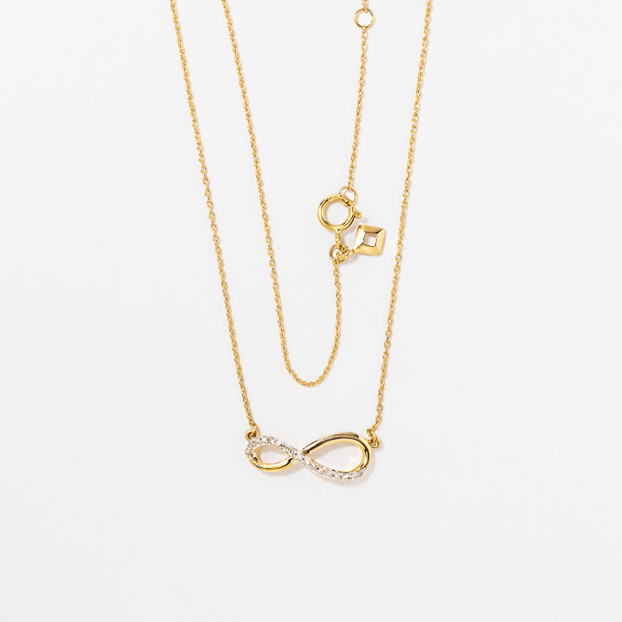 Diamond Infinity Necklace in 10K Yellow Gold (0.08 ct tw)