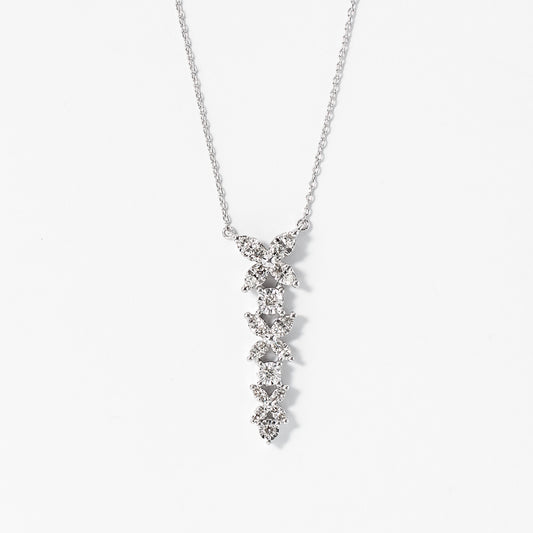 Diamond Cluster Necklace with Petal Motif in 10K White Gold (0.38 ct tw)